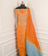 Khadi Yellow Mustard Unstitched Suit